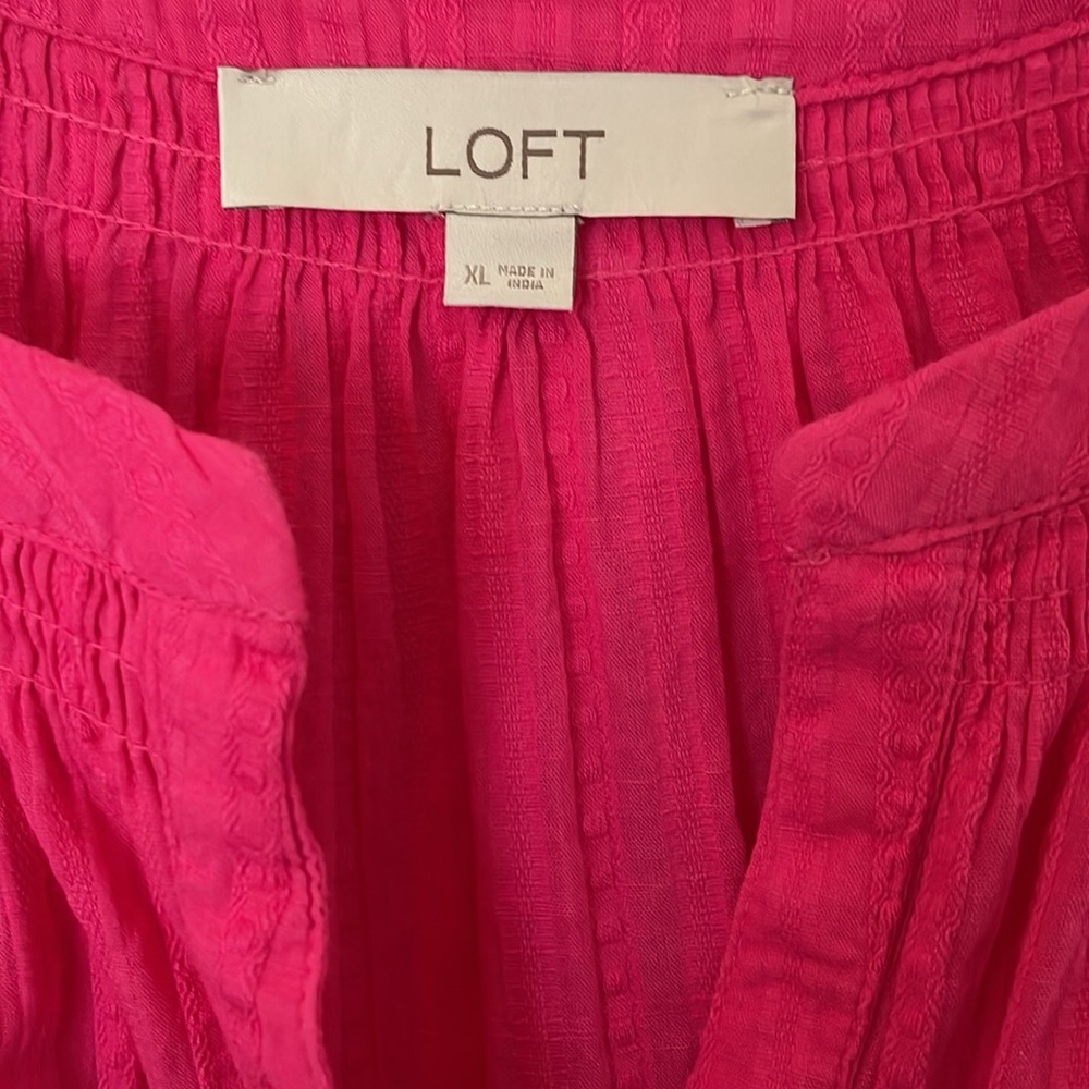 Loft Short Sleeve Flutter Sleeve Button Front Top - image 4